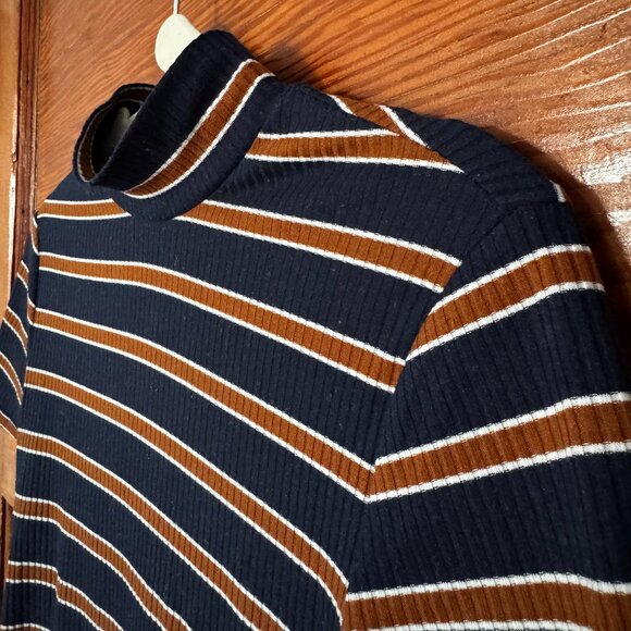 Striped mock neck bodycon t-shirt dress - Picture 1 of 3